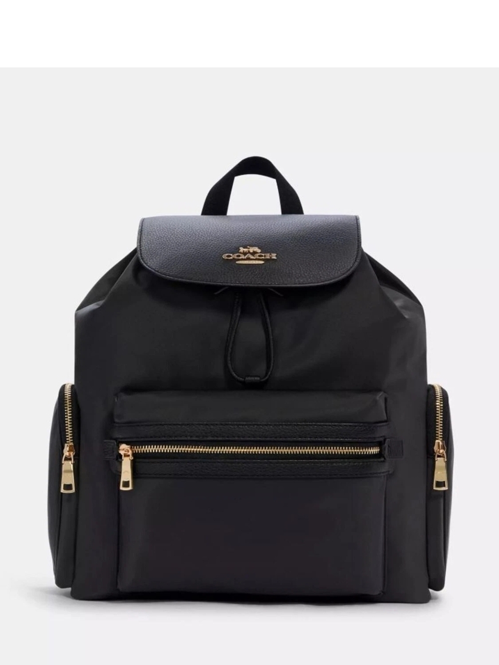 Coach Black Nylon Backpack with Gold Hardware